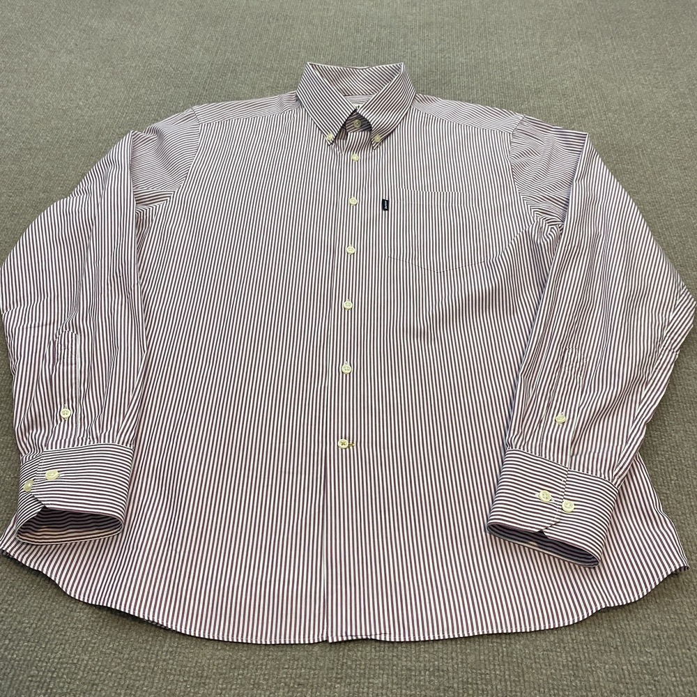 Barbour Shirt Mens Medium Purple Stripe Tailored Fit Long Sleeve Button Down
